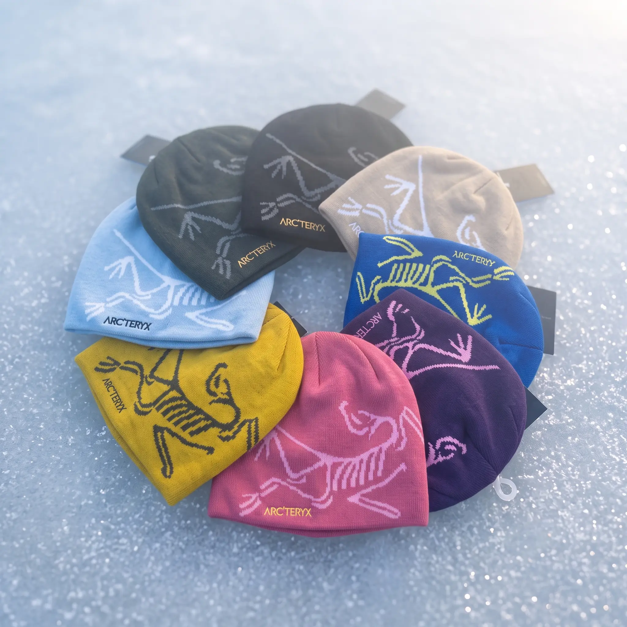 Arc'teryx Bird Head Beanie Multi-Color Variant Grid | Warm Thermal Outdoor Winter Caps | Frosted Ice Ground Showcase Profile new