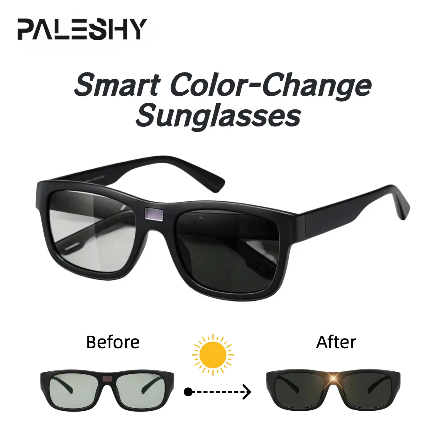 Paleshy 2026 Summer Instant Intelligent Color-Changing Sunglasses Smart Photochromic Polarizedand Women, Square Polarized Sunglasses for Men Glasses UV Protection Lightweight