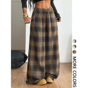 Women's casual checkered loose pants, comfortable and fashionable, suitable for daily wear, women's fashionable underwearRAIMENTRY