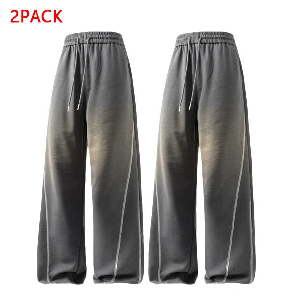 2PACK Men's Soft Gradient Striped Wide Leg Pants, Casual Drawstring Baggy Trousers, Perfect for Street, Gym, Daily & Lounge Wear