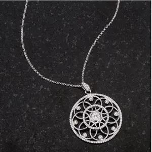 1.4 Ct Rhodium Pendant Necklace with Interlocking Circles and CZ, .95 Ct Interlocking Circle Rhodium and CZ Earrings