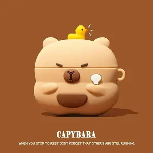 For AirPods Pro3 Pro2 4 3 2 1 Pro Earphone Case 3D Capybara Cartoon Silicone Protective Headphone Box Cover