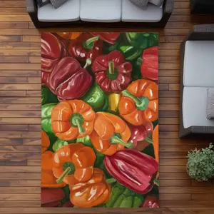 Begin Home Decor C1ROAR579KS8O5 5 x 7 ft. A Lot of Peppers - Rustic Still Life Outdoor Rectangle Area Rug Decor