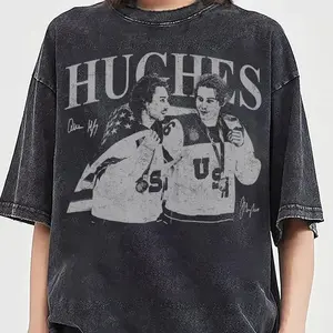 Vintage Jack Hughes Quinn Hughes Brothers Shirt, Unisex Hockey Tee