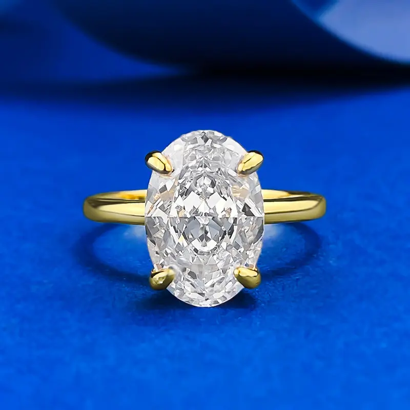 Women's S925 Sterling Silver Elegant Ring - 8*12mm Oval Cut D Color VVS1 Synthetic Moissanite Single Stone, Silver-231 Fashion Promise Jewelry for Female Adults, Daily Wear Elegant Fashion Rings, Moissanite Silver