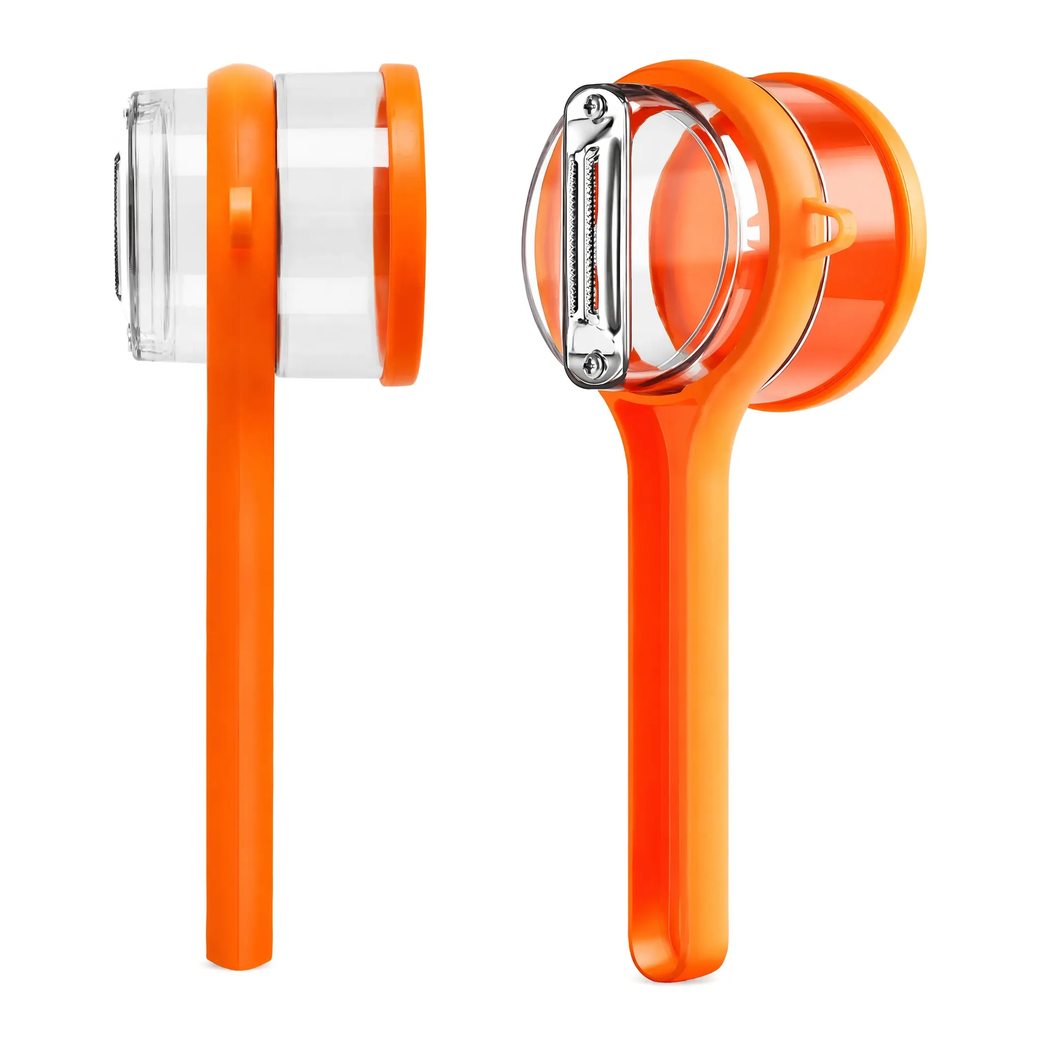 Storage Fruit Vegetable Peeler with Peel Container, Anti-splash Stainless Steel Blade Peeling Tool, Durable Handheld Potato Apple Carrot Peeler for Kitchen Cooking, Easy Clean & Portable Household Food Peeler Gadget