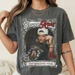 [Sale Up To 50%] Comfort Color Bruno Vintage Wash T-Shirt, Retro Concert Graphic Tee, Unisex Music Fan Shirt, Halftime Show 2026 Outfit, Gift for Him Her