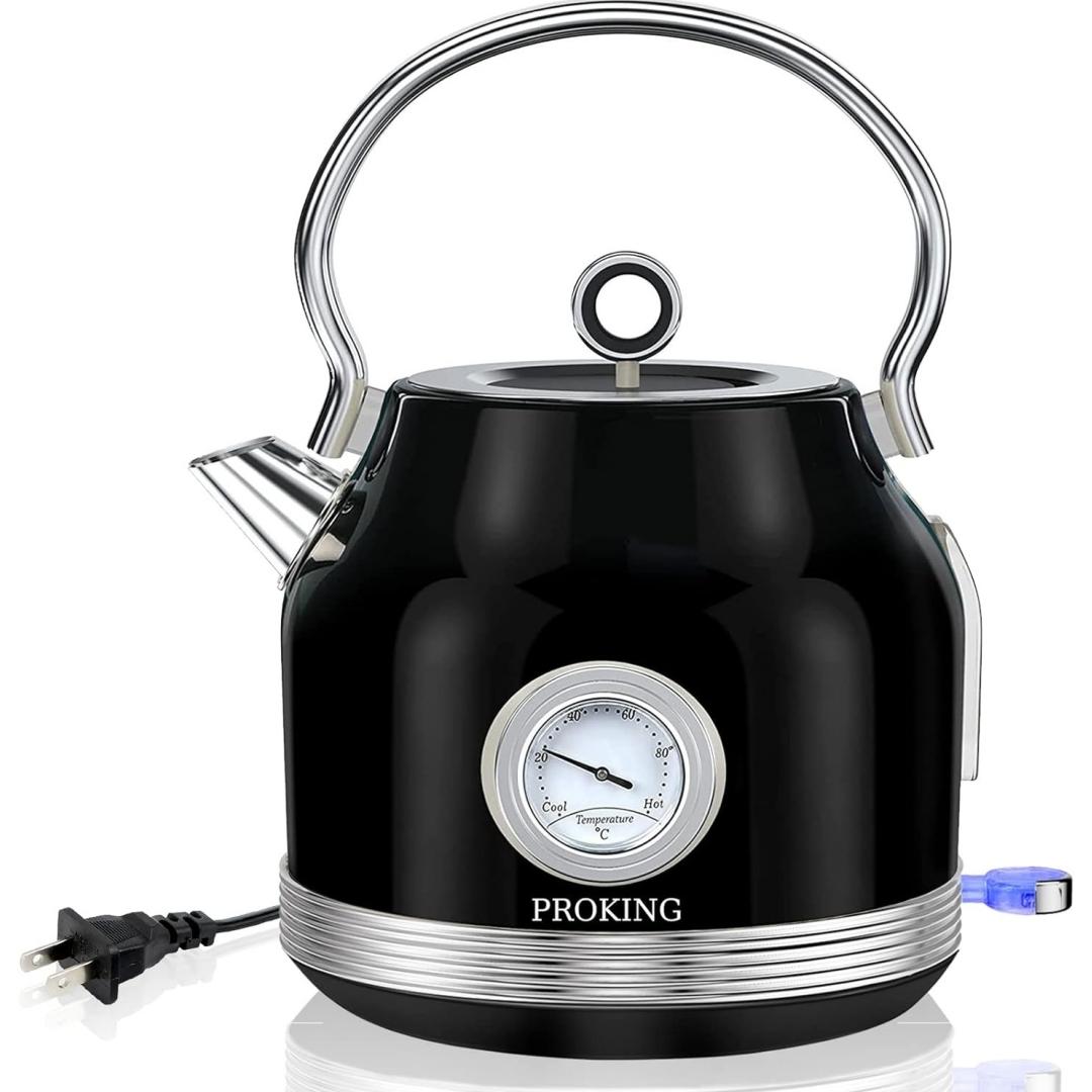 1.7 Liter Half Circle Electric Tea Kettle with Thermostat in Black