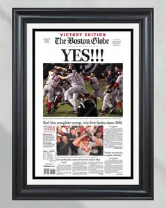 2004 Boston Red Sox World Series Champions Unframed Poster - Historic Newspaper Cover Print - Fenway Park Baseball Wall Art - Curse of the Bambino Broken Gift