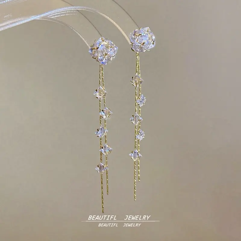 # A43 Gold Tassel Leaf Dangle Earrings for Brides Bridesmaids，Tear Long Irregular Drop Earrings for Women Trendy， Perfect for Everyday, Work, Wedding & Party Gift