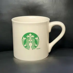 2013 Starbucks Coffee Mug Cream Beige Classic Green White Siren Logo Flare TM/MC