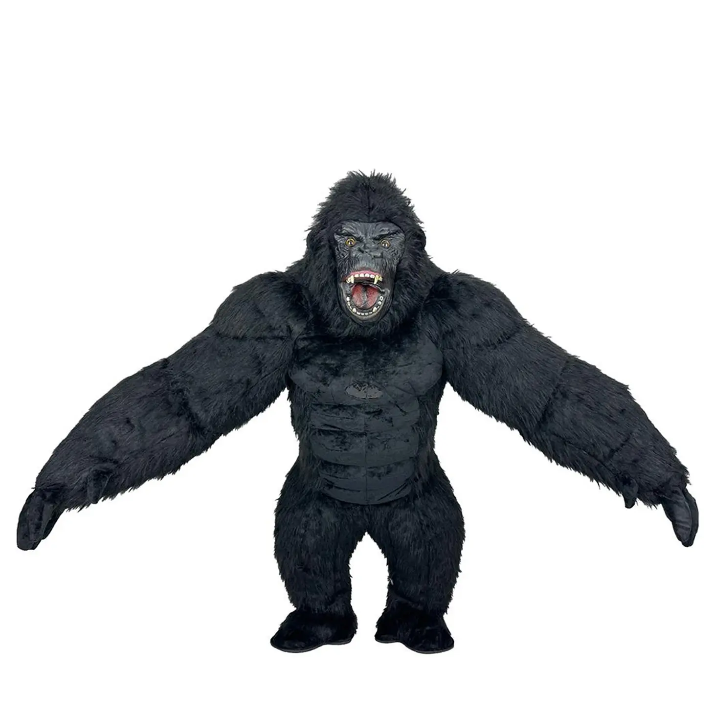 Men's 3M Black Giant Gorilla Inflatable Costume - Plush Jumpsuit with Vest, Battery-Included, for 170-195cm Heights, Halloween, Funny, Harmless to the Skin, Menswear Special Occasion Wear, Halloween Costume