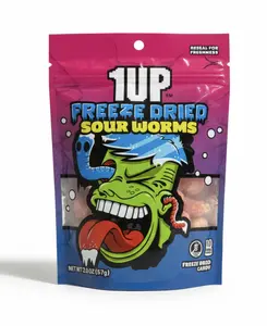 NEW! 1UP Freeze-Dried Sour Worms – Crunchy, Airy - 2pk - 2.0 oz ea Snack