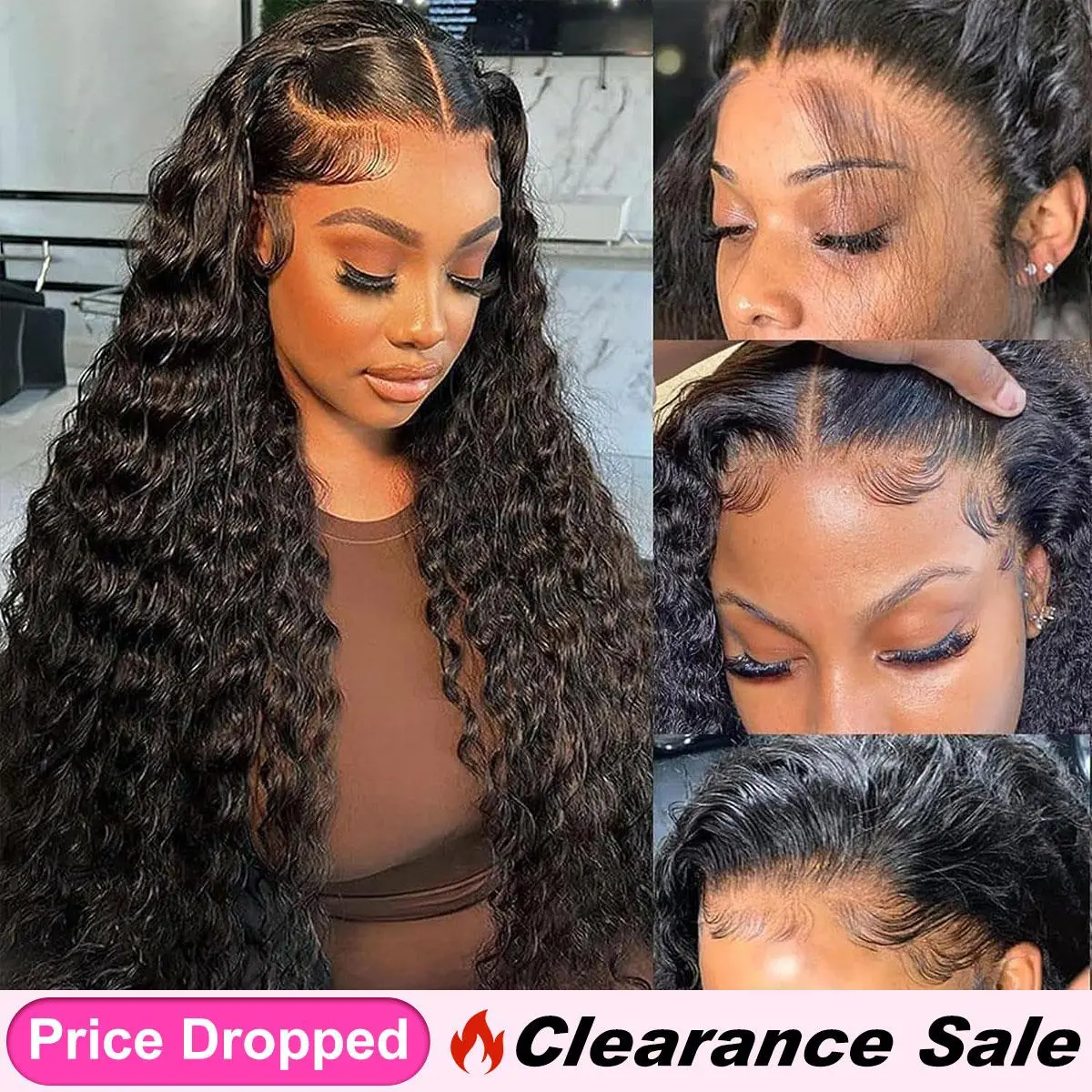 [Clearance Sale] BGMgirl Water Wave Pre Bleached Knots 13*4 HD Lace 250% Density Front Wig Human Hair Pre Plucked Natural Hairline Wet and Wavy Human Hair Frontal Wigs #mothersdaygift #SummerVibes summerwins