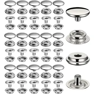 240 Pieces Stainless Steel Snap Fastener 15mm Heavy Duty Snap Button Press Stud Cap for Jeans Fabric Jackets Clothes Bag Leather DIY Craft - Home Improvement., Button Fastener Button, Dressmaking Fabric Snaps