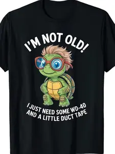 Humorous Turtle-Themed Men'S Fashion Crew Neck Short Sleeve Sports T-Shirt Perfect for Summer And Spring Offering Versatility And Comfort. This Interesting Graphic Tee Series Features a Casual Round Neck Design Ideal for Different Occasions