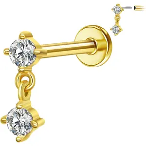 14K  Cartilage Earring Stud 16G Dangle Helix Tragus Rook   Threadless Flat  Top Push in Labret  Medusa for Women Men