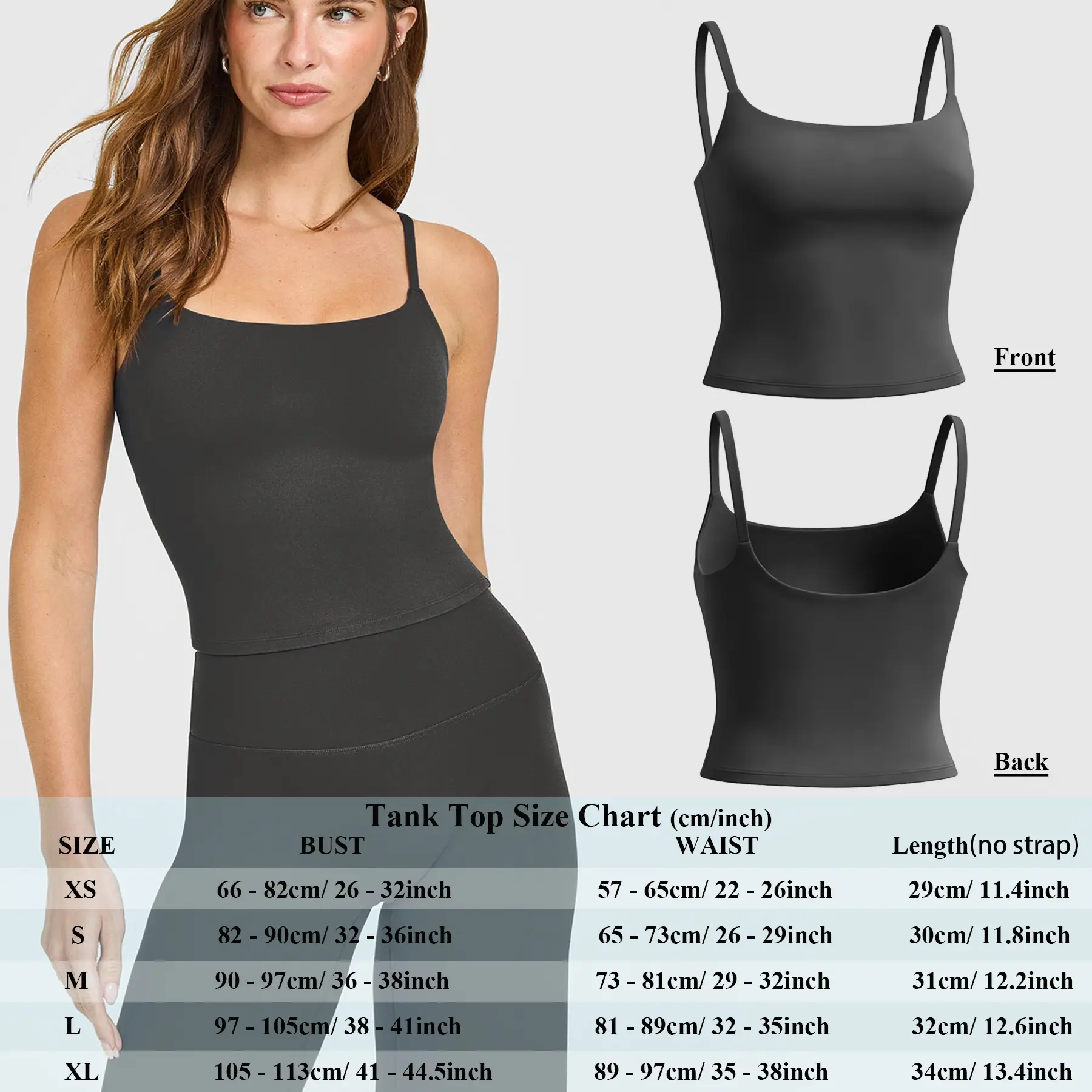 Dark Grey Strappy Tank Top