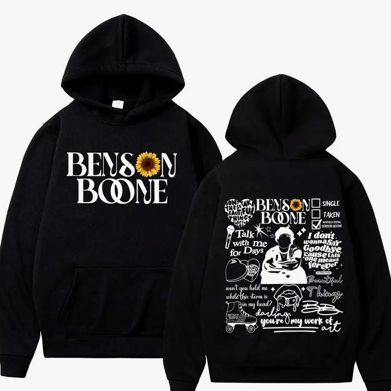 2025 Autumn and Winter Benson Boone American Heart Tour 100% Pure Cotton Printing Hoodies Men Fashion Hip Hop  Unisex Vintage SQK