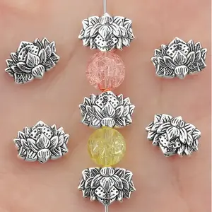 [70pcs Retro Alloy Bead] 30/50/70pcs Retro Alloy Double-sided Lotus Bead | For Jewelry Making, DIY Crafts, Bracelets, Necklaces, Earrings, Key Chain Accessories, Bead Dividers, Hand Woven Accessories