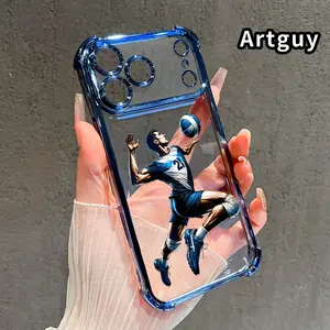 Compatible with iPhone 17 Pro Max 16 15 Plus Air 14 13 12 11 E Phone Case Volleyball Aerial Grace Four-Corner Drop-Resistant Electroplated Transparent TPU Soft Protective Cover Gift