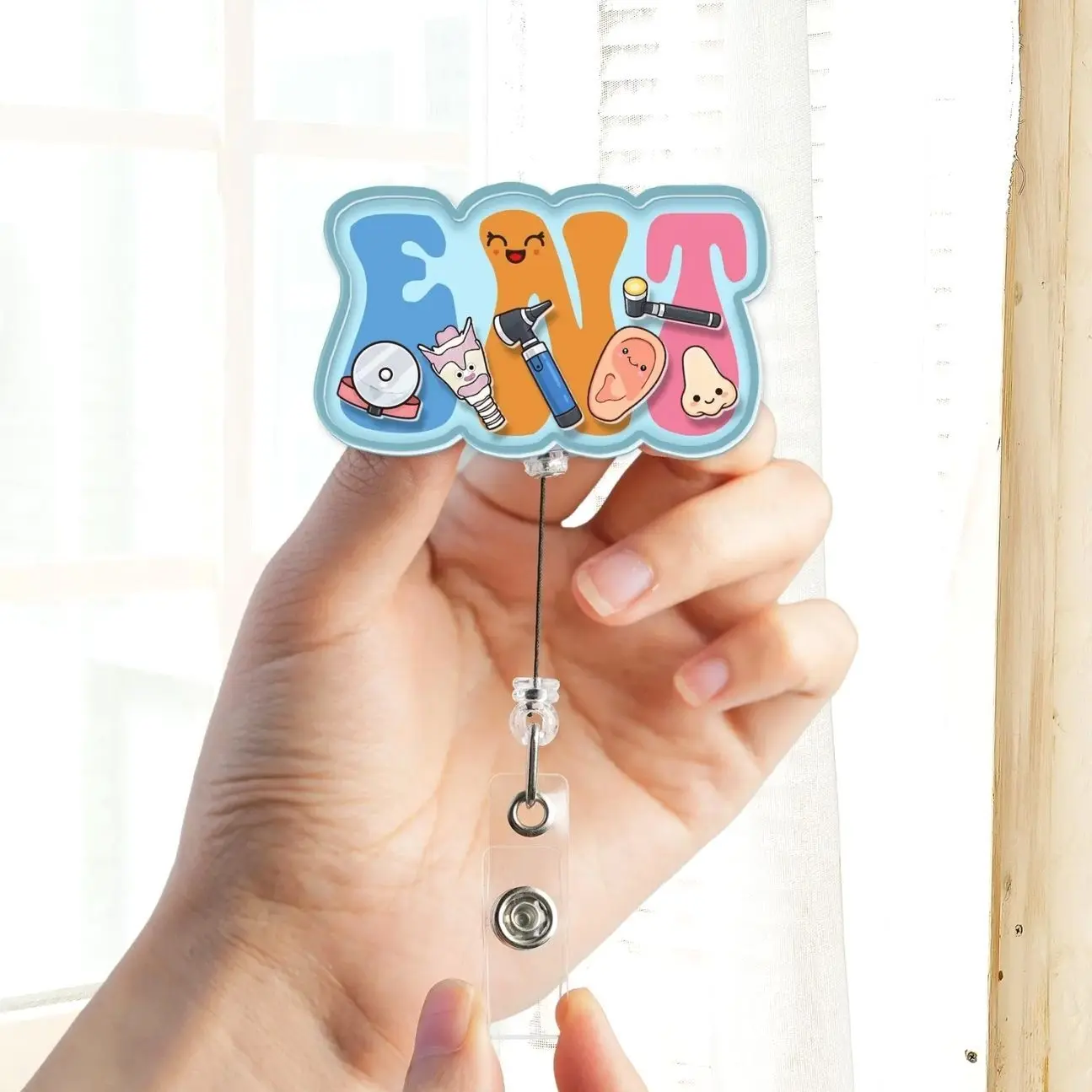 ENT Ear Nose Throat Shaker Badge Reel | Nurse ID Holder | Cute Medical Gift FYF