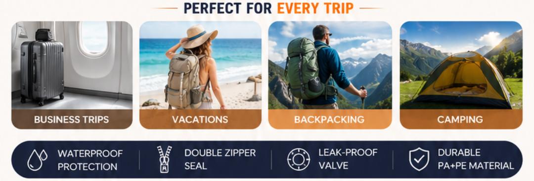 [Inspink] Vacuum Bags for Travel with USB Rechargeable Electric Pump, Durable Lightweight Storage Organizer, Space Saving Compression Bags , Portable Clothes Storage Organizer, Travel Packing Pouch for Garment & Outdoor Camping - Memorial Day Sale Deals