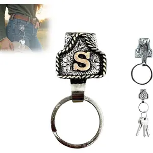 Western Cowboy Letter Keychain, Vintage  Letter A-Z Initial Keychain Clip, Personality  Key Chain for Belt