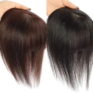 Real hair silk mesh reissue, cover white hair, increase the amount of hair on the top of the head, and send needles with bangs. Human hair topper