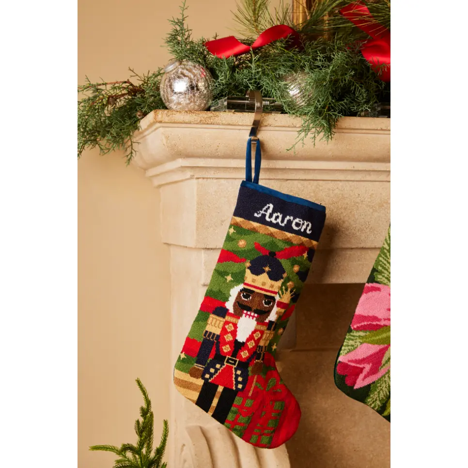 PREORDER FOR 2026: Gifting Nutcracker Full Size Needlepoint Christmas Stocking