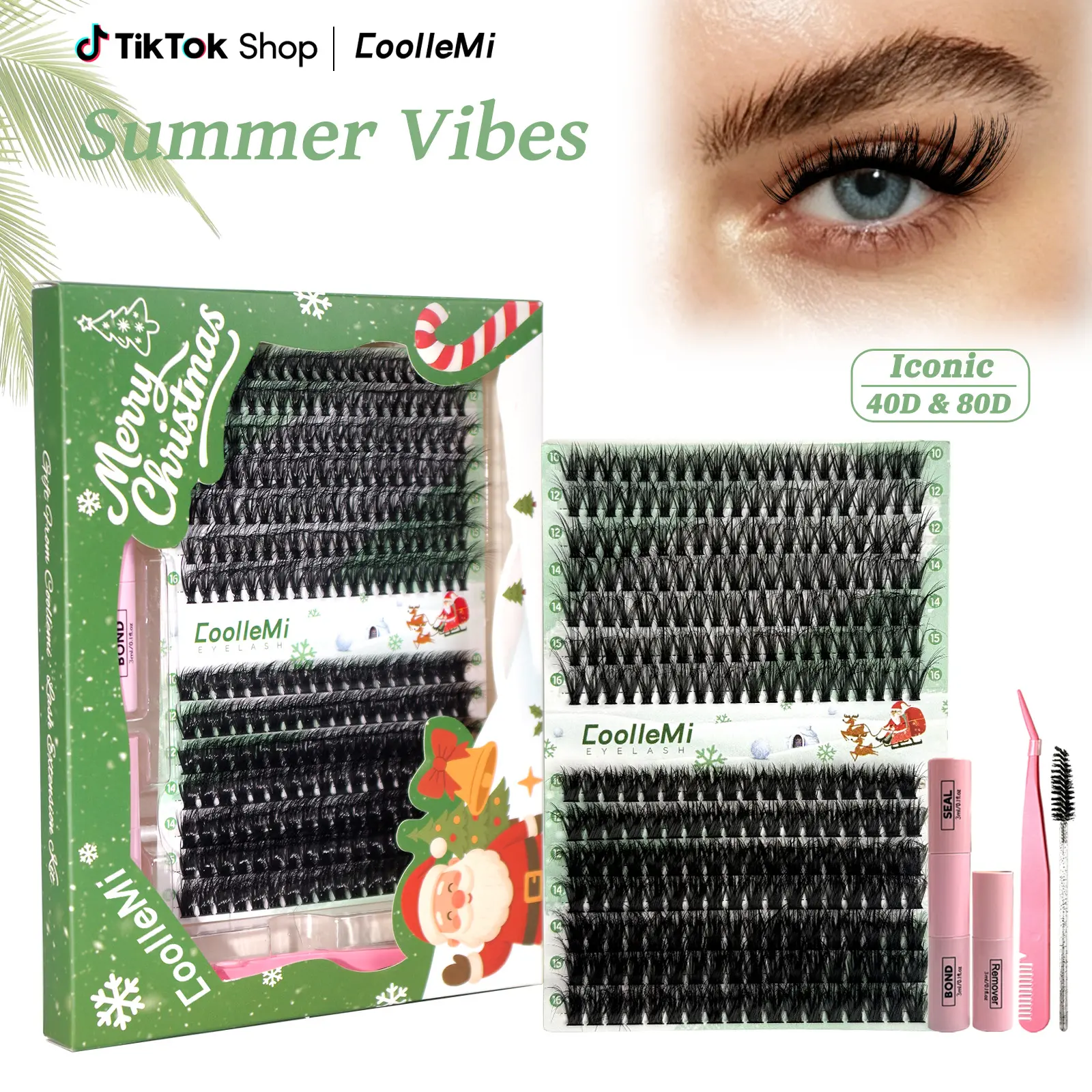 DIY Lash Cluster Kit with 3D Fluffy D Curl Volumized False Eyelashes, Waterproof Long-Lasting Bond and Seal, Tweezers & Remover for Dramatic Lashes, Eyelashes Extensions, Cosmetic, Nature