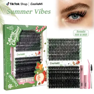 CoolleMi Iconic 266PCS Lash Clusters | 10-16mm Mixed Dense PowerVolume D-Curl | Individual Eyelash Extension Kit with Bond, Seal, Remover & Tweezer | Long-Lasting Waterproof Lash Book | Music Festival Makeup | TikTok #SummerVibes #GlobalPicks Cosmetic