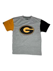 Grambling State Color Block Tee Gray - Short Sleeve Crewneck T-Shirt with Graphic Design