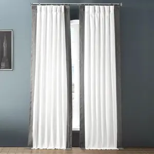 Half Price Drapes Bordered Vertical Printed Cotton Curtain