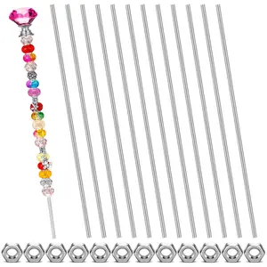 8/32 Inch 4mm Threaded Rod with Hex Nuts 4mm Stainless Steel Threads Studs Rods Stainless Steel Fully Threaded Hex Nuts for Beaded Garden Stake Rods(24 Pcs,12 Inch)