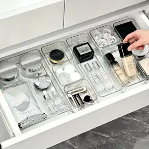 Clear Makeup Organizer, Makeup Tool Organizer, Drawer Divided Storage Box, Desktop Cosmetic Storage Box, Home Organizer for Makeup, Skin Care, Cosmetic, Desk Organizer