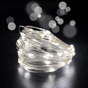 Set of 4  Operated Mini Led Fairy Light Dewdrop Lights Indoor String Lights with Timer 6 Hours on/18 Hours Off for Wedding Christmas Party Decoration,30 Leds,10   Wire (Cold white)