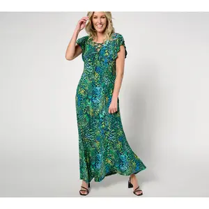 Attitudes by Renee Petite Como Jersey Lace Up Front Maxi Dress
