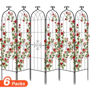 VEVOR Garden Trellis, 71 x 20 inch Rose Trellis, 6 Packs Garden Flower Rose Trellises with Powder-Coated Finish & Convenient Locking Design, Plant Support Trellises for Flowers, Vegetables, Roses