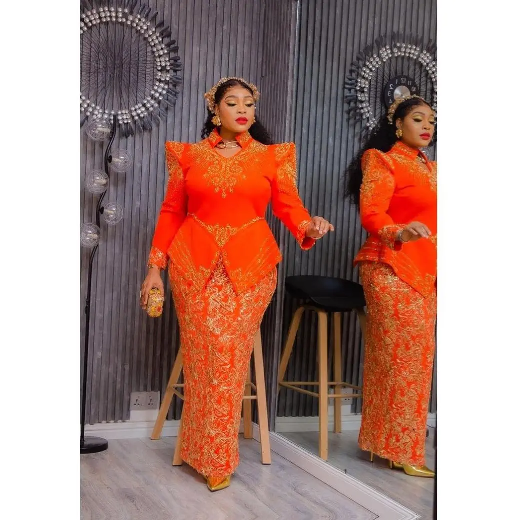 Elegant Orange Sequin Embellished Peplum Maxi Dress for Mother of The Bride Wedding Guest Attire Formal Elegant Orange Sequin Embellished Peplum Maxi Dress for Mother of The Bride Wedding Guest Attire Formal