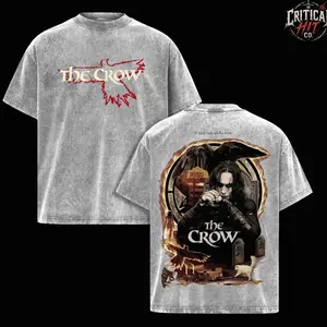 The Crow Eric Draven Vintage Washed Oversized T-Shirt, Gothic Cult Classic Movie Graphic Tee, Heavyweight Cotton Dark Aesthetic Streetwear, Double Sided Brandon Lee Film Fan Shirt, Retro 90s Horror Fantasy Merch Gift 7K3