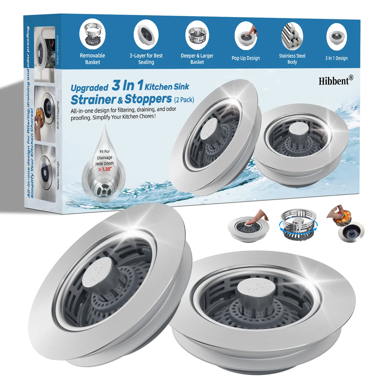 2 PACK - Upgraded Larger Detachable Basket