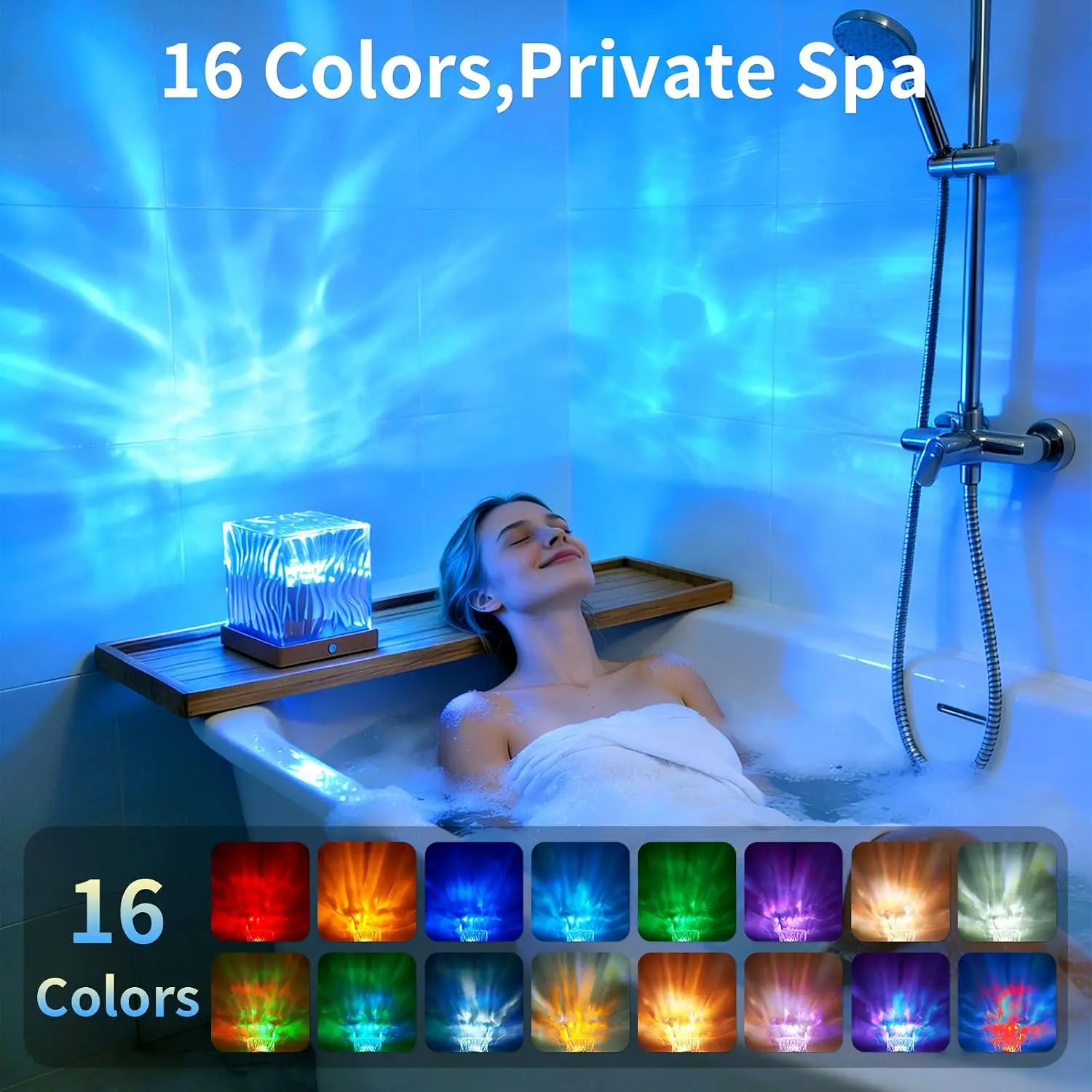 Aurora Northern Lights Projector Cube with Bluetooth Speaker & Remote Control - USB Powered LED Night Light Ambient Atmosphere Lamp for Bedroom Decor