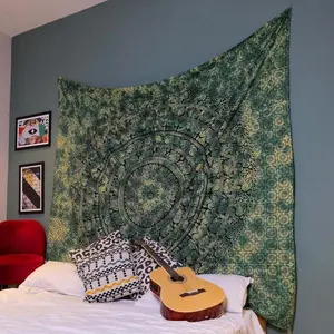 Craft Trade Hippie Tapestry - Aesthetic Psychedelic Wall Hanging Indian Bedroom Wall Decor Living Room Bohemian Boho Wall Art Home Decoration - Green Father's Day gifts, gifts for boyfriends, gifts for adult girls, gifts under 100 dollars, cheap stuff for