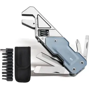 Multi Tool, 6 in 1 Wrench Multitool with Knife, Flat/Phillips Screwdriver and Bottle Opener, Bike Multitool with 9 in 1 Bits Set and Nylon Pouch for Cycling Maintenancen, Household Repairs
