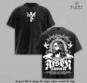 Risen Savior Jesus T-Shirt | Vintage Washed Christian Tee with Cross and Dove | Resurrection of Christ Graphic – Victory Over Sin and Death | Faith-Based Streetwear by Glory Threads