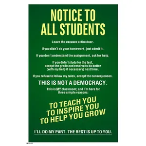 Classroom Rules Poster High School Supplies For Teachers Green Sign Notice To All Students Warning Wall Decor Art Print Poster - Wall Decor Art Print Poster