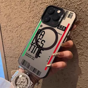 PIKPAKA Plane Travel Ticket Palestine Element Phone Case For IPhone 17 16 15 14 13 12 11 Pro Max Air Magnetic MagSafe Matte Laser Metallic Phone Case | Aurora Gradient Finish With Smooth Matte Texture | Durable Scratch-Resistant Protective Cover