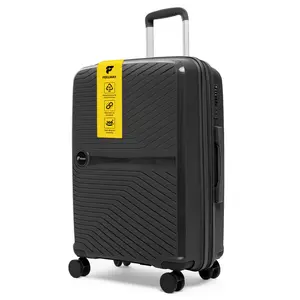 Feelway Hardside Checked 24" Luggage Suitcase Durable, Expandable Design with 360° Double Spinner Wheels, TSA Lock, Telescoping Handle, Secure Zipper, Internal Pockets (Black, 24-Inch)