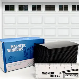 Strong & Glossy Magnetic Garage Door Windows - Looks Like Real Window Panels/Faux Panes - Decorative Hardware Kit - Easy to Align & Will Never Fall (Upgraded Magnets) | Fits 2 Car Garage | 32pcs 4"X6"